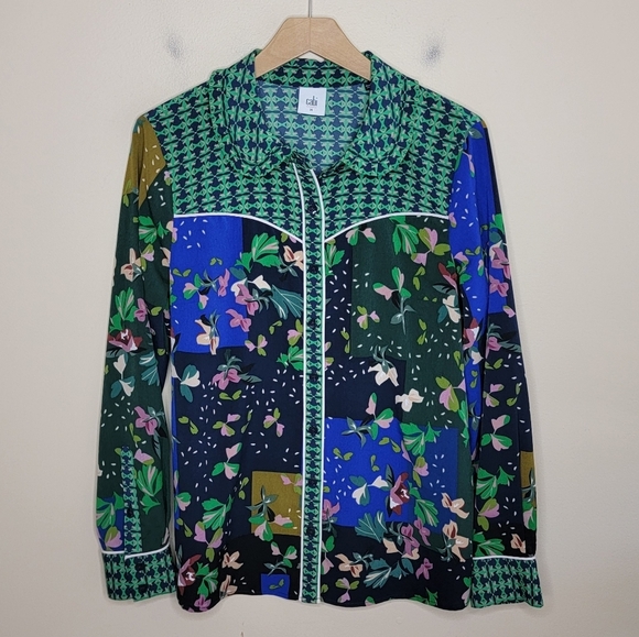 Cabi | #5520 Bronco Patchwork Colorful Floral Button Front Blouse Size Medium - Picture 8 of 9